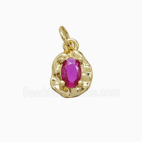 Copper Pendant Pave Zircon, Gold Plated