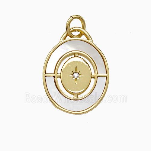 Copper Pendant Pave Zircon, Gold Plated