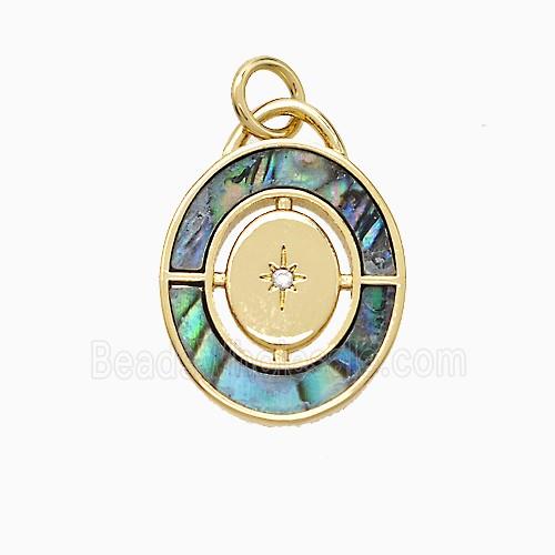 Copper Star Pendant Pave Shell Oval Gold Plated