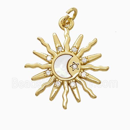 Copper Pendant Pave Zircon, Gold Plated