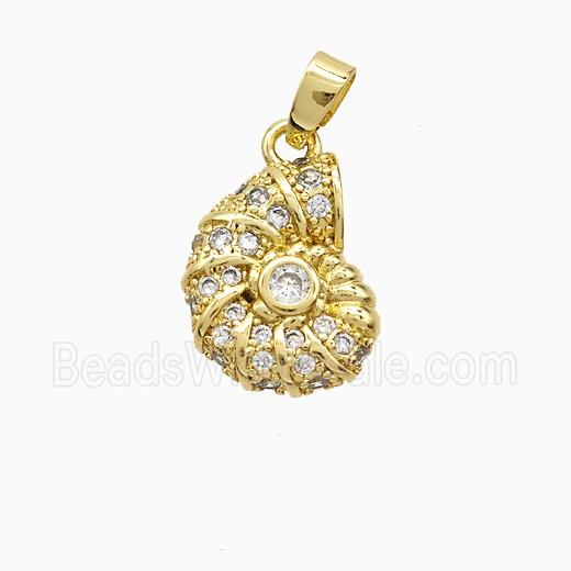 Copper Pendant Pave Zircon, Gold Plated