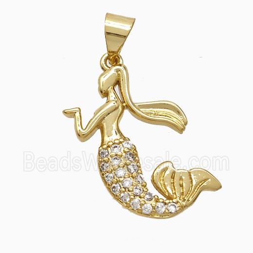 Copper Pendant Pave Zircon, Gold Plated