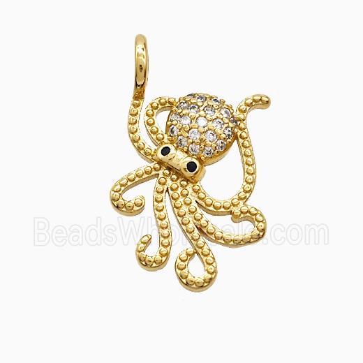 Copper Pendant Pave Zircon, Gold Plated