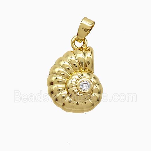 Copper Pendant Pave Zircon, Gold Plated