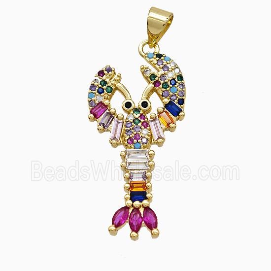 Copper Crab Pendant Pave Zirconia Gold Plated