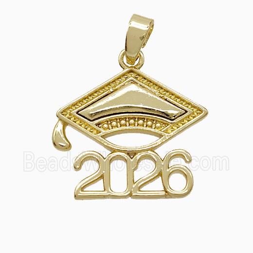 Class Of 2026 Graduation Cap Pendant Copper Gold Plated