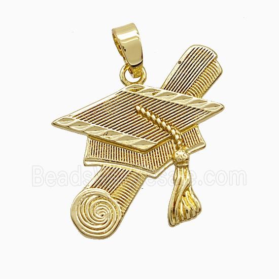 Copper Pendant Pave Zircon, Gold Plated
