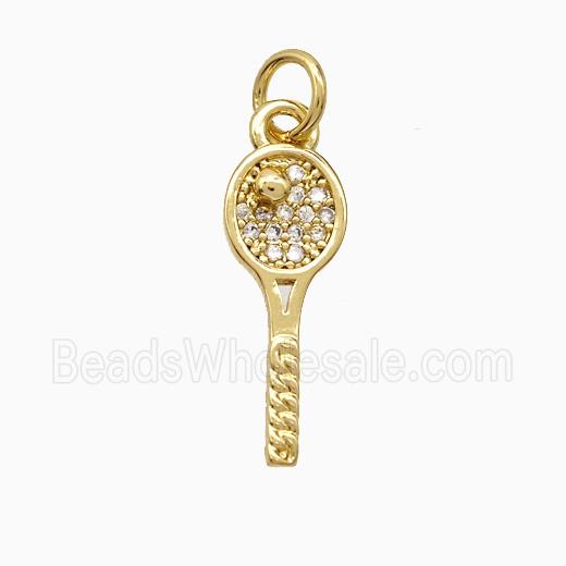 Copper Pendant Pave Zircon, Gold Plated