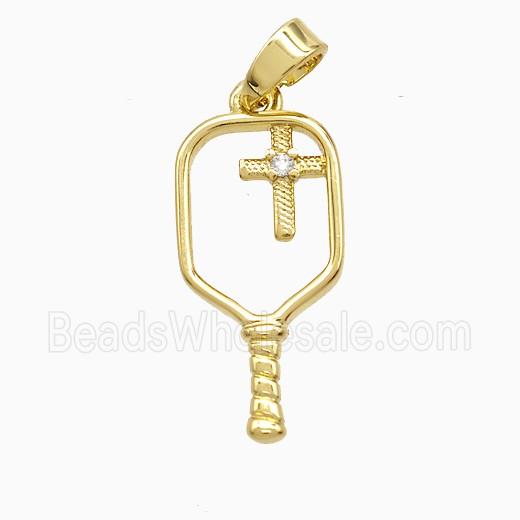 Copper Pendant Pave Zircon, Gold Plated