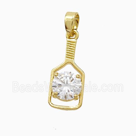 Copper Pendant Pave Zircon, Gold Plated