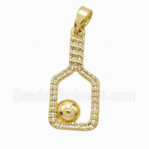 Copper Pendant Pave Zircon, Gold Plated