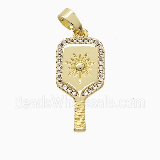 Copper Pendant Pave Zircon, Gold Plated