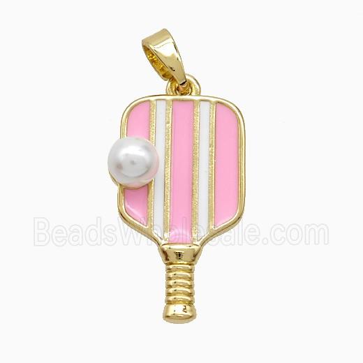 Enamel Copper Pendant, Gold Plated