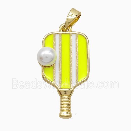 Enamel Copper Pendant, Gold Plated