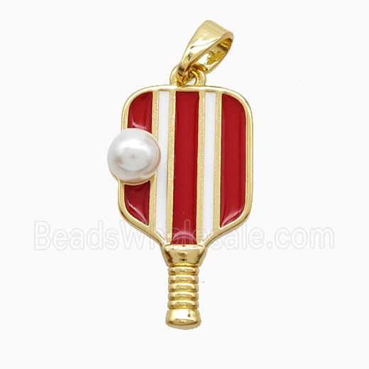 Enamel Copper Pendant, Gold Plated