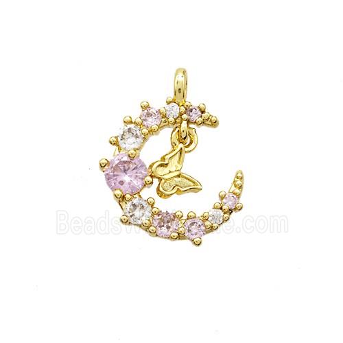 Copper Pendant Pave Zircon, Gold Plated