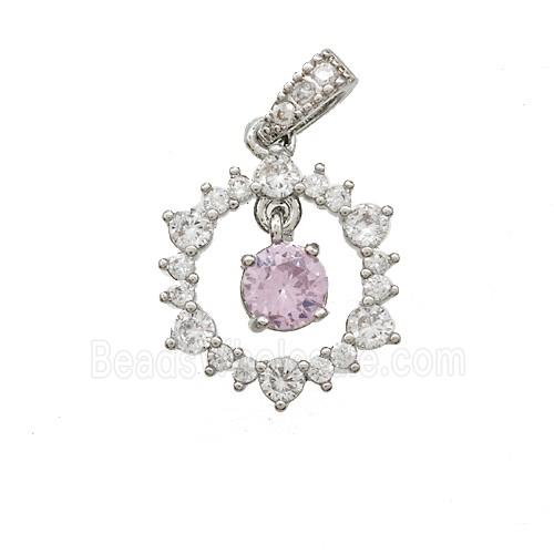 Copper Pendant Pave Zircon, Gold Plated