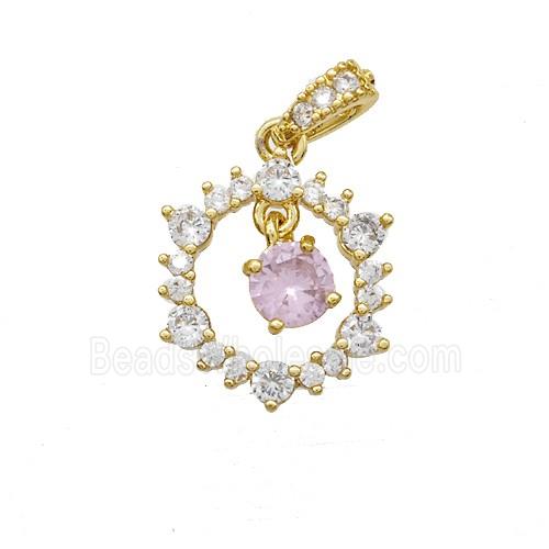 Copper Pendant Pave Zircon, Gold Plated