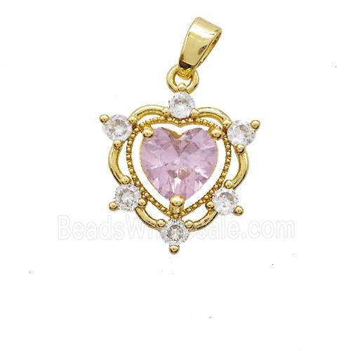 Copper Pendant Pave Zircon, Gold Plated