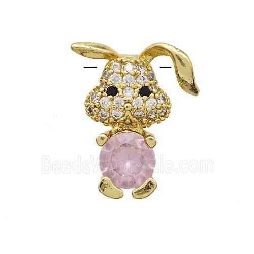 Copper Rabbit Pendant Pave Zirconia Crystal Glass Gold Plated