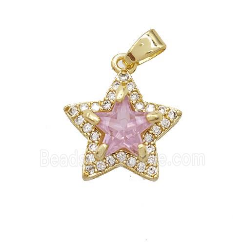 Copper Star Pendant Pave Zirconia Crystal Glass Gold Plated