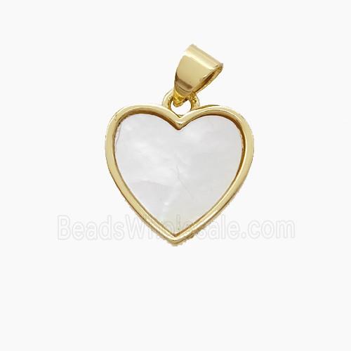 Copper Heart Pendant Pave Shell Gold Plated