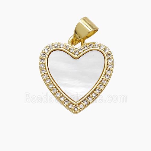 Copper Heart Pendant Pave Shell Gold Plated