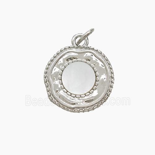 Copper Sun Pendant Pave Shell Platinum Plated