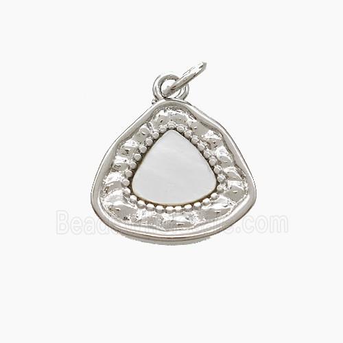 Copper Triangle Pendant Pave Shell Platinum Plated