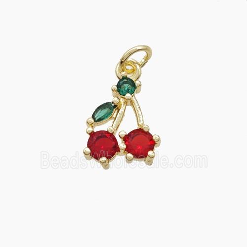 Copper Cherry Pendant Pave Zirconia Gold Plated