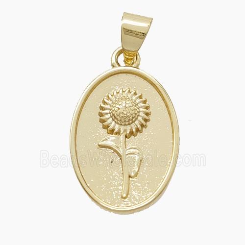 Copper Sunflower Pendant Gold Plated