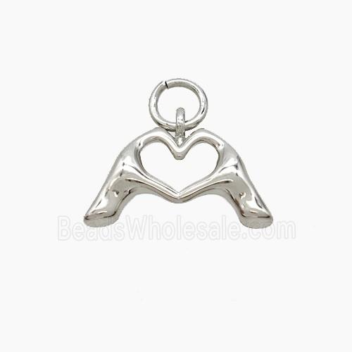 Copper Hand Heart Pendant Lover Platinum Plated
