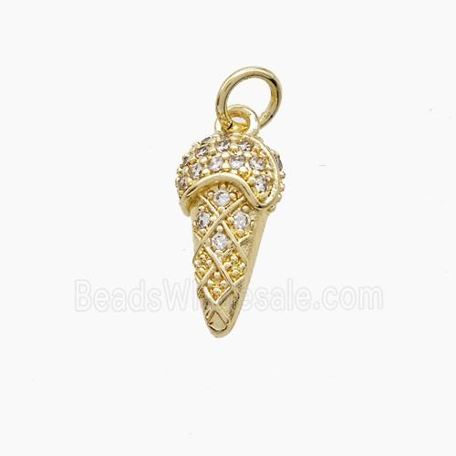 Copper Ice Cream Pendant Pave Zirconia Gold Plated