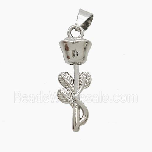 Copper Flower Pendant Platinum Plated