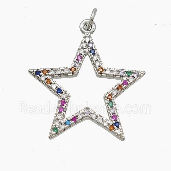 Copper Star Pendant Pave Zirconia Platinum Plated