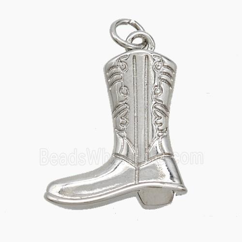 Cowboy Boots Copper Shoes Pendant Platinum Plated
