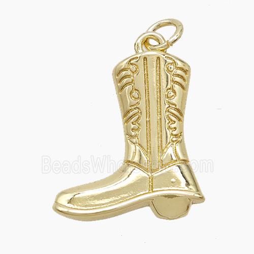 Cowboy Boots Copper Shoes Pendant Gold Plated