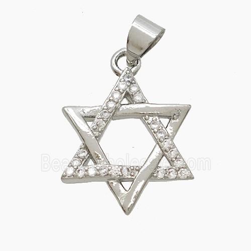 Copper DavidStar Pendant Pave Zirconia Platinum Plated