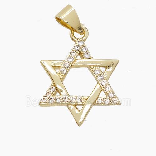 Copper DavidStar Pendant Pave Zirconia Gold Plated