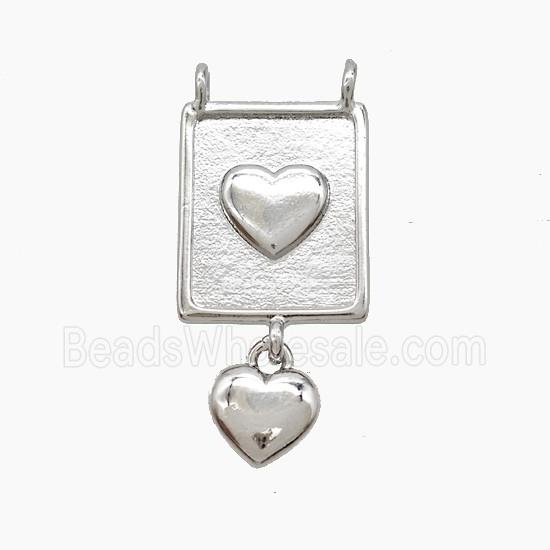 Copper Heart Pendant 2loops Platinum Plated