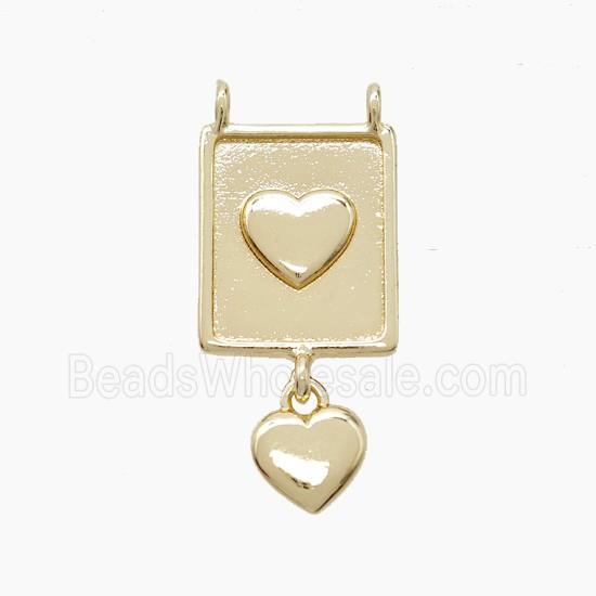 Copper Heart Pendant 2loops Gold Plated