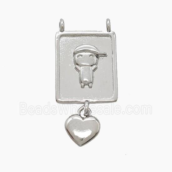Copper Kidsboy Pendant 2loops Heart Platinum Plated