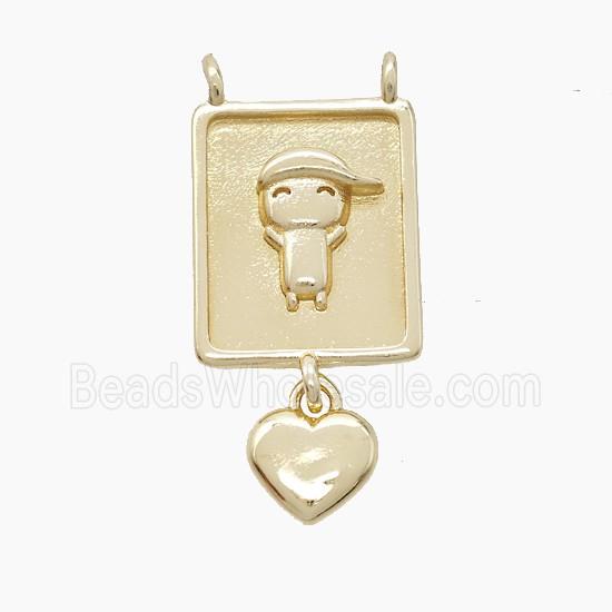 Copper Kidsboy Pendant 2loops Heart Gold Plated