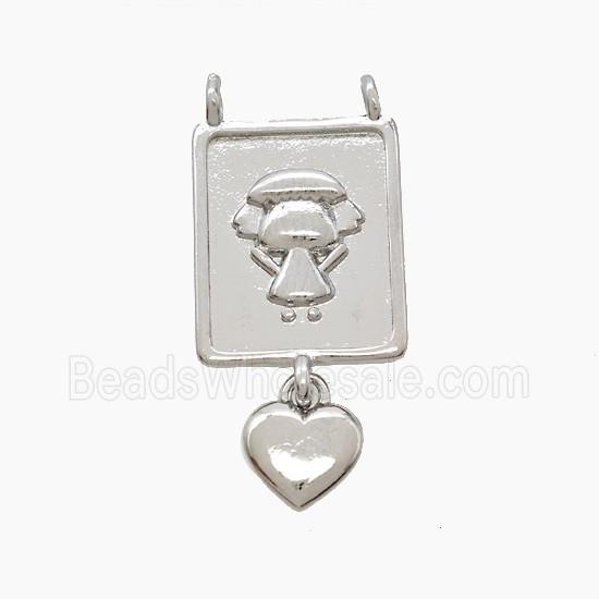 Copper Kids Girls Pendant 2loops Heart Platinum Plated