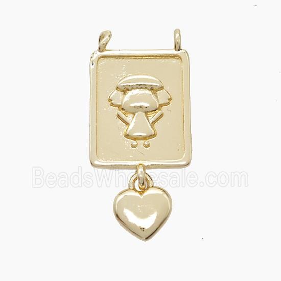 Copper Kids Girls Pendant 2loops Heart Gold Plated