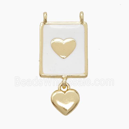 Copper Heat Pendant White Enamel 2loops Gold Plated