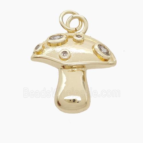 Copper Mushroom Pendant Pave Zirconia Gold Plated