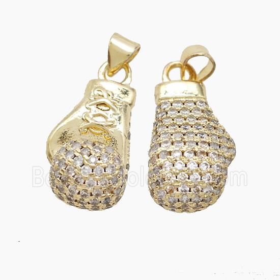 Baseball Gloves Copper Pendant Pave Zirconia Sports Gold Plated