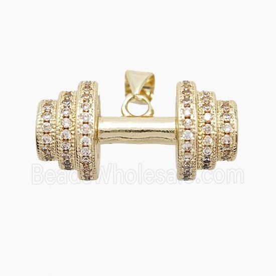 Copper Barbell Pendant Pave Zirconia Sports Gold Plated