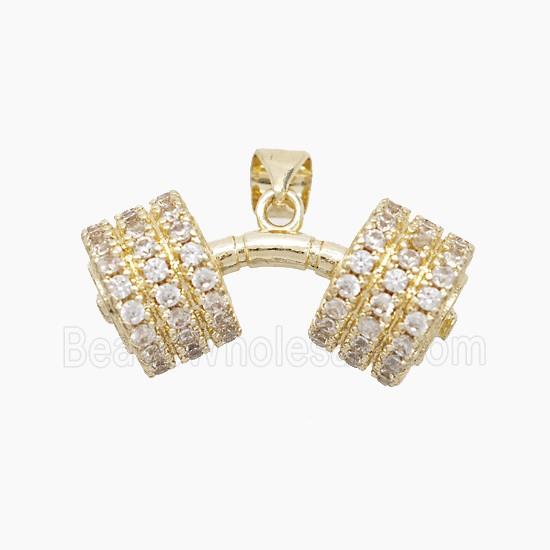 Copper Barbell Pendant Pave Zirconia Sports Gold Plated